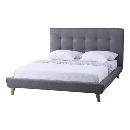 Atlin Designs Mid-Century Fabric Upholstered Full Platform Bed in Gray