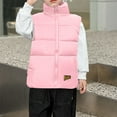 thumbnail image 4 of hoksml Kids Winter Puffer Vest Solid Color Standing Collar Sleeveless Jacket Down Zip-Up Outerwear, 4 of 6