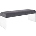 thumbnail image 1 of Modway Roam Modern Style Performance Velvet and Acrylic Bench in Gray, 1 of 5