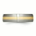 thumbnail image 3 of Titanium Grooved 14k Yellow Inlay 6mm Brushed Band Ring 6.5 Size, 3 of 6