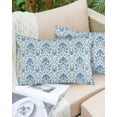 thumbnail image 2 of Outdoor Waterproof Throw Pillow Covers Set of 2 Blue Abstract Flower Decorative Pillowcases Lumbar Outdoor Pillows Cushion Case 20x12 Inch Abstract Medieval Mural Patio Pillows for Couch Sofa Bed, 2 of 9