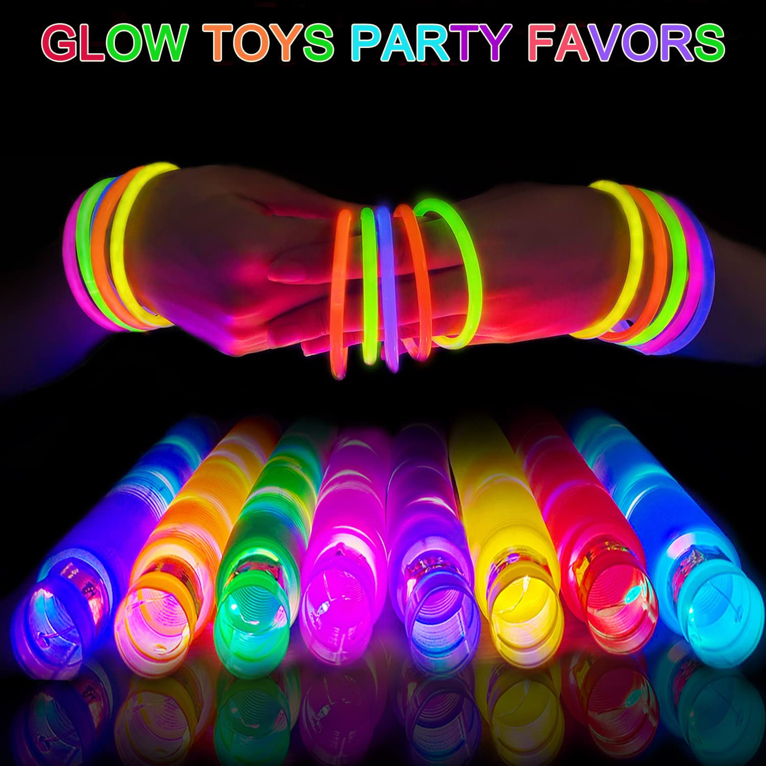 Buy UrChoice LED Light Up Pop TubesGlow Sticks,Glow Necklace & Brancelets  Party Favors Decorations, Pull and Stretch Toys for Kids Halloween  Christmas Party Goodie Bag Stuffers Online at Low Prices in India 