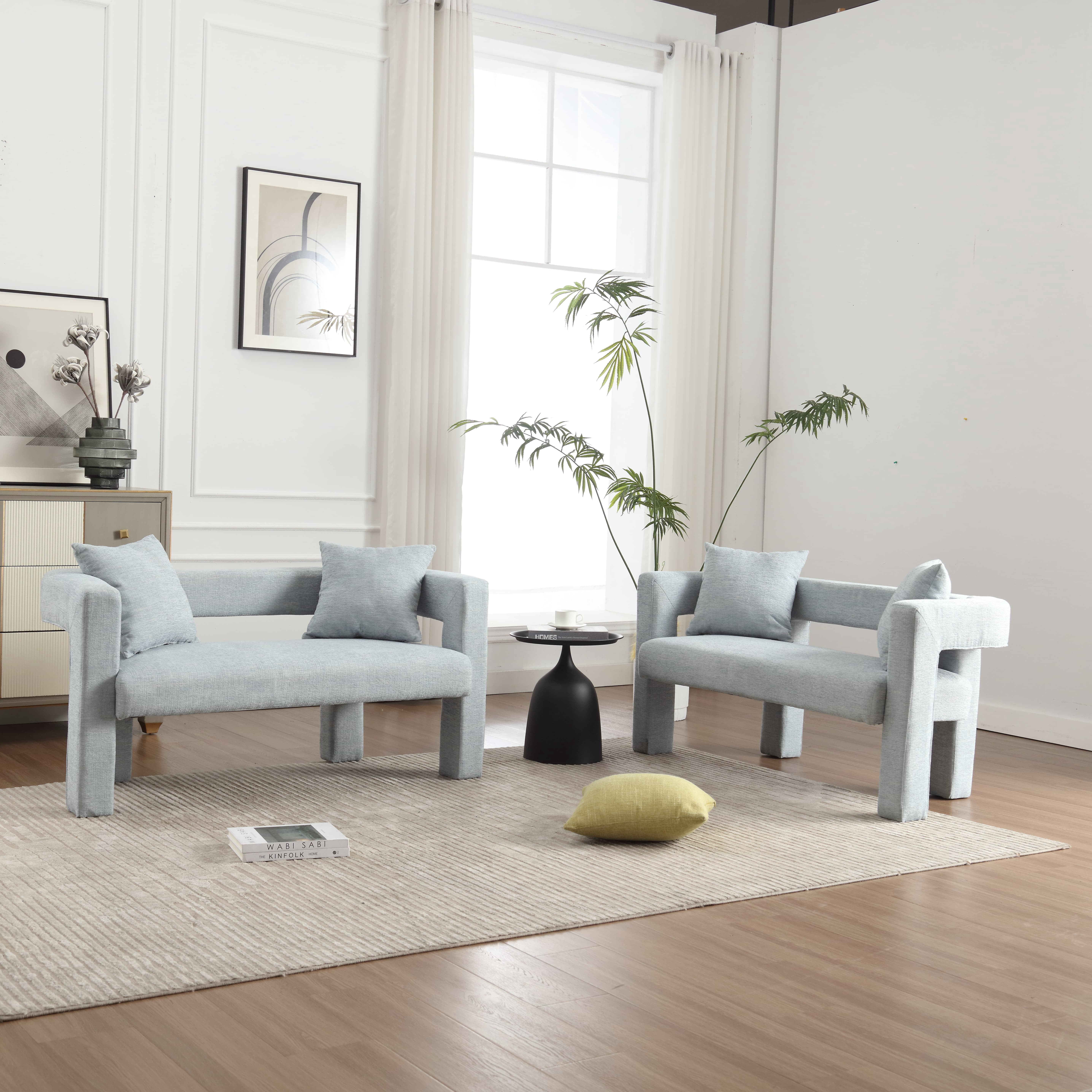 MAYEERTY Modern Chenille Loveseat Sofa , Comfy Upholstered 2-Seater Sofa, Small Loveseat Accent Couch for Living Bedroom Leisure Areas (Mint Green)