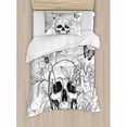 thumbnail image 3 of Ambesonne Day of the Dead Decor Skull with Flower Blooms Duvet Cover Set, 3 of 3