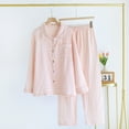 thumbnail image 3 of DuoJiaJ Women’s Lightweight Long Sleeve Pajama Set Sweet Blend Robe With Collar For Spring And Autumn Comfort Plus Size Satin Pajamas Women Pink, 3 of 5