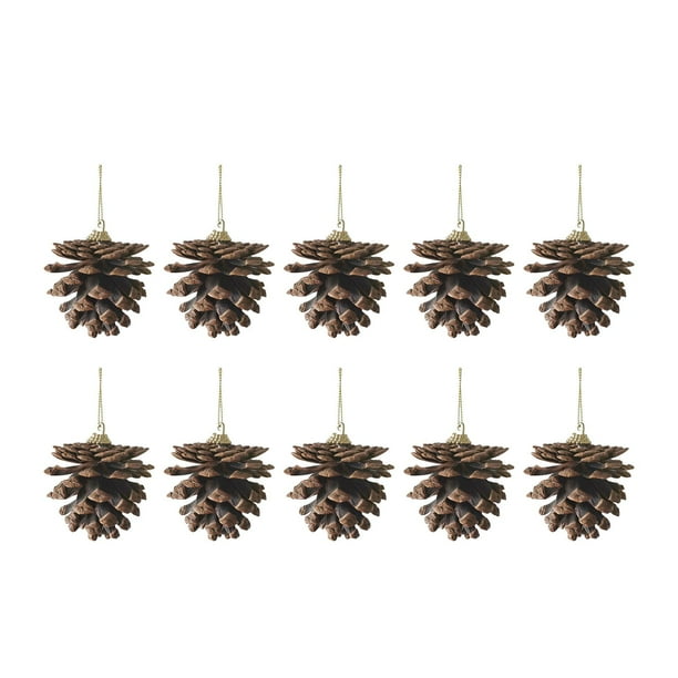 10 piezas de piñas de Navidad colgantes rústicas para árbol de Navidad decoraciones colgantes para 4cm a 5cm