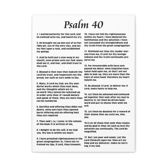 Scripture Walls Psalm 40 My Deliverer Heard Me White Bible Chapter Canvas Christian Wall Art Ready to Hang Unframed