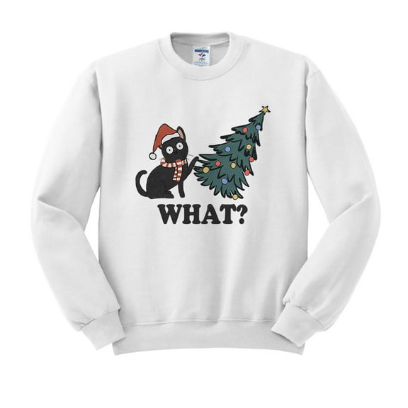What Christmas Cat Sweatshirt Unisex Large White