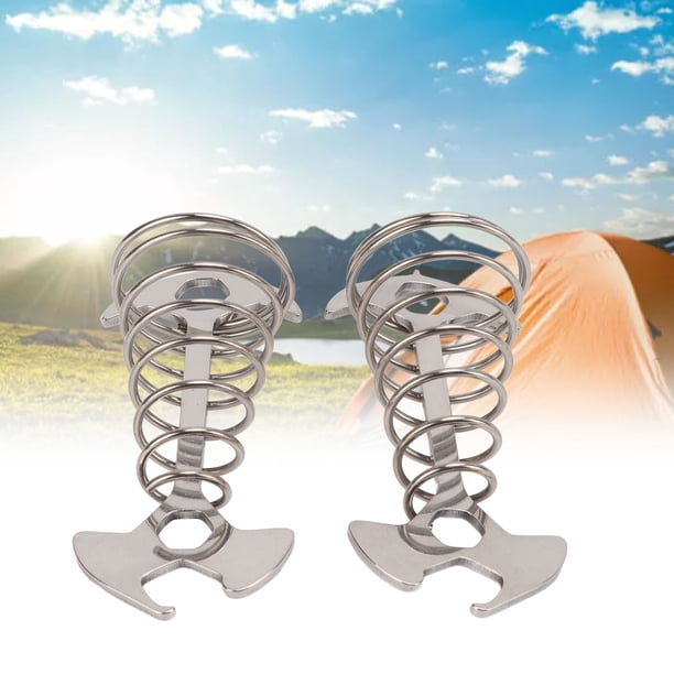 Fishbone Spring Pegs 2Pcs Camping Deck Anchor Pegs Metal Anti Trip Deck Tie Down Anchor Pegs ...