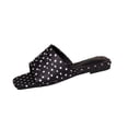 thumbnail image 2 of Samdudou Slides for Women Summer Open Toe Flat Sandals Chic Polka Dot Print Ruched Straps Square Toe Slip On Shoes Elegant Vacation Beach Footwear for Ladies, 2 of 9