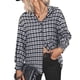 thumbnail image 4 of Camisa Casual De Señora, Botón De Camisa A Cuadros Poliéster Elegante Cuello Vuelto Para La Escuela ANGGREK Cocina, Decoración y Otros, 4 of 5