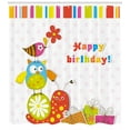 thumbnail image 3 of Ambesonne Birthday Shower Curtain, Birthday Owls Birds, 69"Wx84"L, Multicolor, 3 of 3