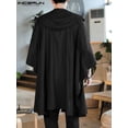 thumbnail image 5 of INCERUN Men Vintage Hooded Cape Solid Color Long Sleeve Kimonos Poncho Cloaks Casual Baggy Coat Cardigan Jackets, 5 of 6