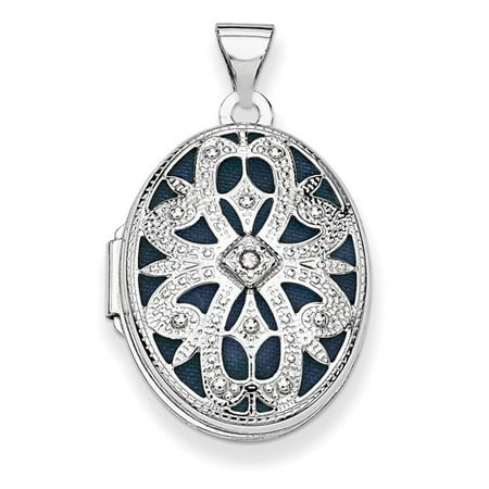 14K White Gold 21mm Oval w/ Diamond Vintage Locket