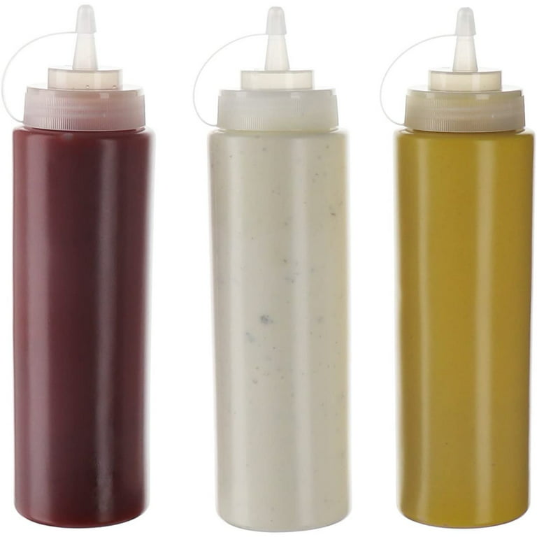 12 Pack 8oz Food Safe Squeeze Bottles Condiment Ketchup Mustard Oil Salt Squirt, White