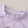 thumbnail image 5 of Girls Cotton 2 Piece Outfits Summer Cute Short Sleeve Rhinestone Bow Printed T-Shirt and Elastic Waist Denim Shorts Set Purple 1-2Years, 5 of 9