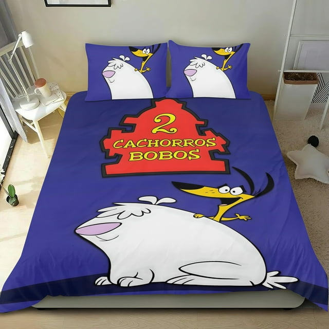 2 Perros Estúpidos Conjunto de sábanas temático, trío de piezas, cómodo y amigable con la piel, diseño único, regalo de decoración para el hogar para familiares, amigos y fans,140cm *210cm