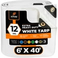 thumbnail image 2 of Heavy Duty White Poly Tarp 6' x 40' - Multipurpose Protective Cover - Durable, Waterproof, Weather Proof, Rip and Tear Resistant - Extra Thick 12 Mil Polyethylene - by Xpose Safety, 2 of 9