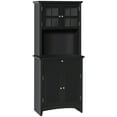 thumbnail image 2 of HOMCOM Elegant Buffet with Hutch, Kitchen Pantry Storage Cabinet with Framed Glass Door Drawer and Microwave Space, Black, 2 of 9