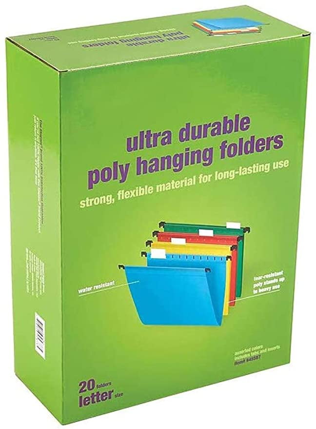 Staples Poly Hanging File Folders Letter Size Clear with Assorted Tabs 25/BX 