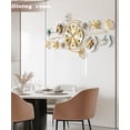 thumbnail image 4 of Wall Clock,Large Wall Clock,Silent Wall Clocks Battery Operated, Metal Ginkgo Leaf Design, Can Be Suspended Vertically or Horizontally,for Living Room, Entryway, Office or Bedroom Decor(33''x14''), 4 of 7