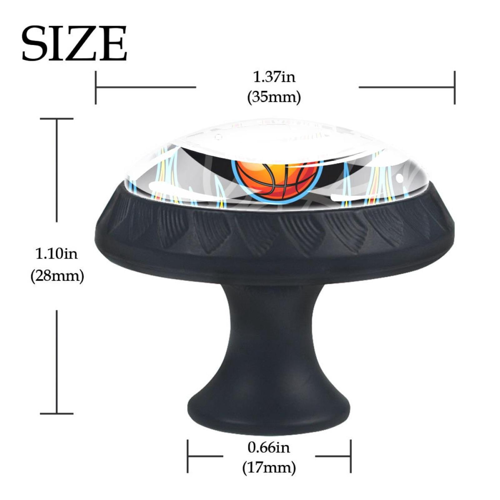4 Pcs Sports Basketball Power Fire Knobs for Kitchen Cabinet Cupboard Dresser Bookcase Drawer Pulls Handles Round Home Decor