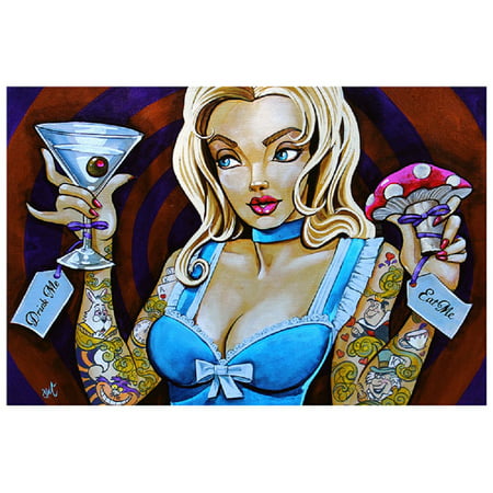 Eat Me Drink Me by Mike Bell Tattoo Alice in Wonderland Martini Art Poster Print