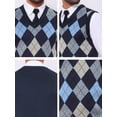 thumbnail image 7 of DARING DIVA Men's Casual Knit Sleeveless V-Neck Plaid Argyle Sweater Vest L Navy Blue, 7 of 7