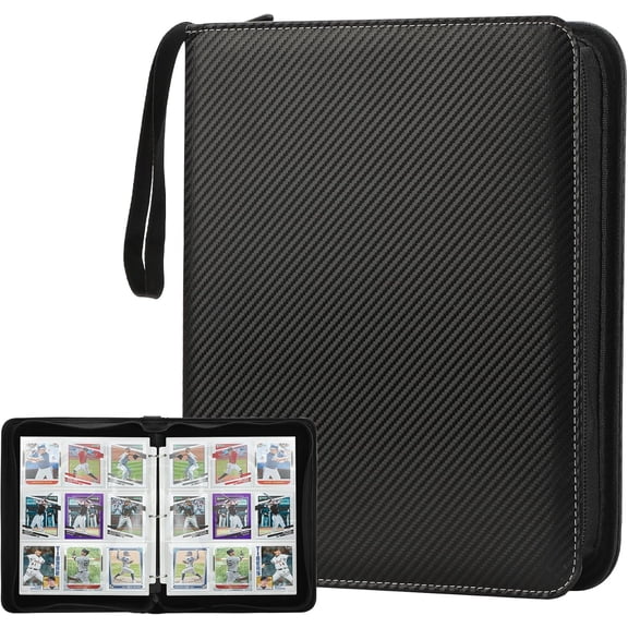 9 Pocket Trading Card Binder, Premium Zip Card Album with 720 Double-Sided Pockets, PU Collection Binder for TCG and Sports Cards (Black)