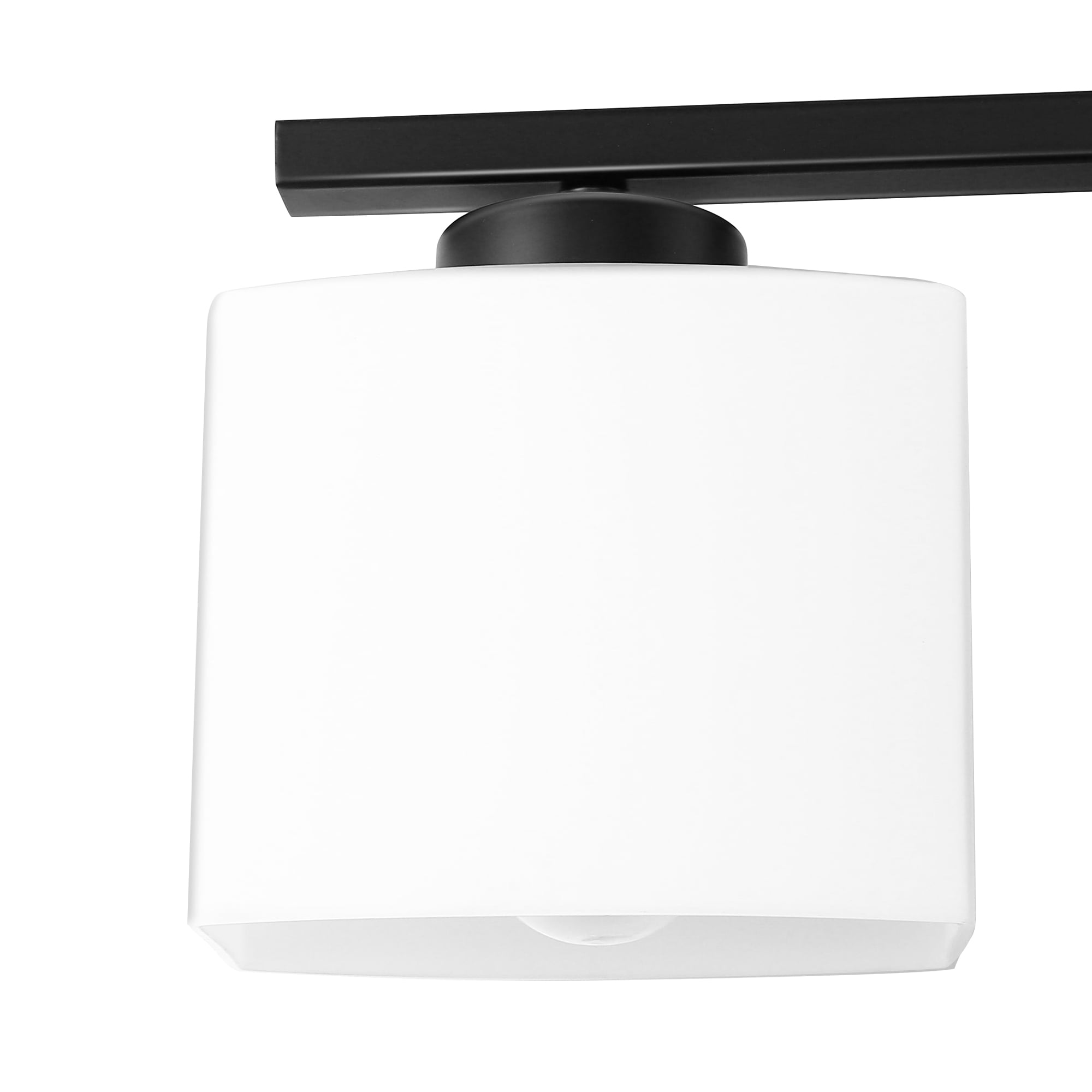YANSUN 39.8 in 5-Light Matte Black Modern Square Vanity Light with Milk White Shades, KD Wall Lamp, Modern Vanity Light Fixture for Bathroom Mirror, Bedroom, Living Room, Hallway, Vanity Table