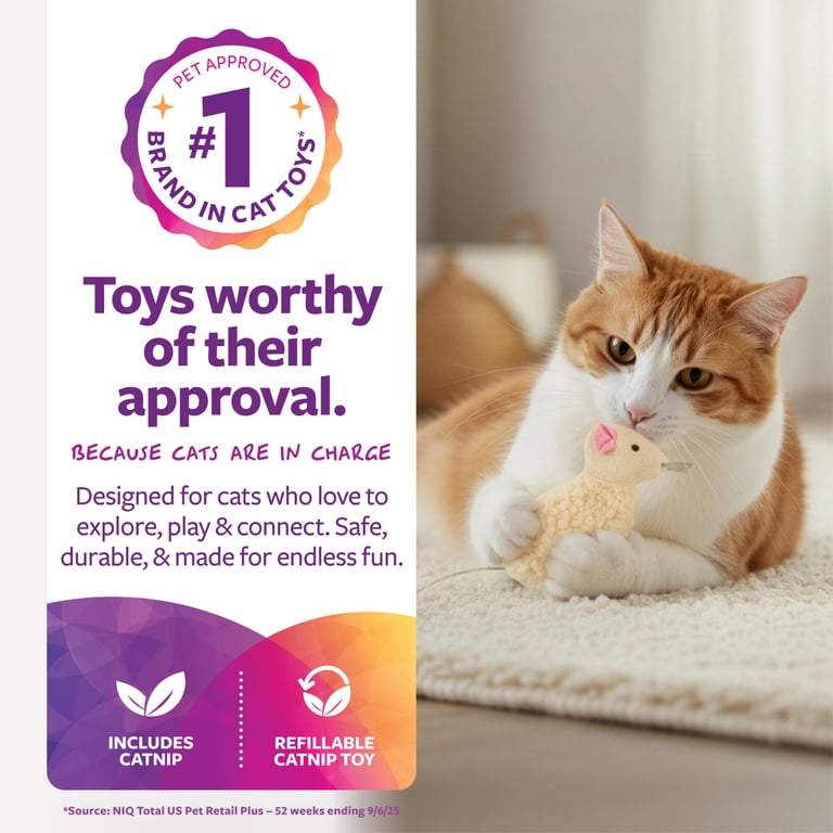 3 pack) SmartyKat Madcap Mania Mouse, Soft Plush Catnip Cat Toy