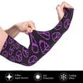 thumbnail image 3 of Sun Protection Arm Sleeves for Men Women, purple hearts peace sign black Sleeves to Cover Arms with Thumb Hole Cooling Sleeve, 3 of 6