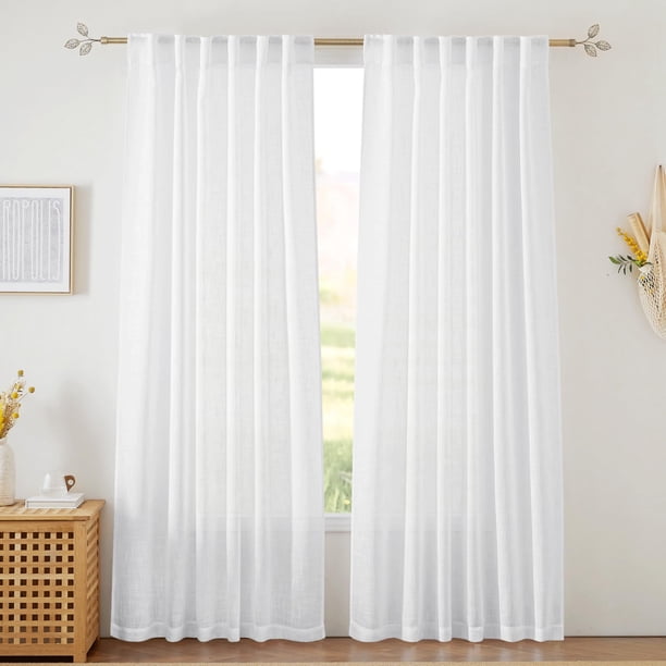 Cortina RYB HOME con textura de lino transparente 132 x 229 cm, 2 paneles