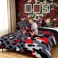 thumbnail image 4 of Manfei Minimalism Leopard Print Full Size Comforter Sets, Mid Century Animal Camo Bedding Comforter Set, Gray Red, Black Reversible, 3-Piece, 1 Comforter and 2 Pillowcases, 4 of 7