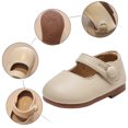 thumbnail image 6 of Toddler Girls Slip On Leather Flat Casual Shoes Comfortable Non Slip Mary Jane Shoes Wide Toe Box Lightweight Loafers Beige Size 8.5 Toddler, 6 of 7
