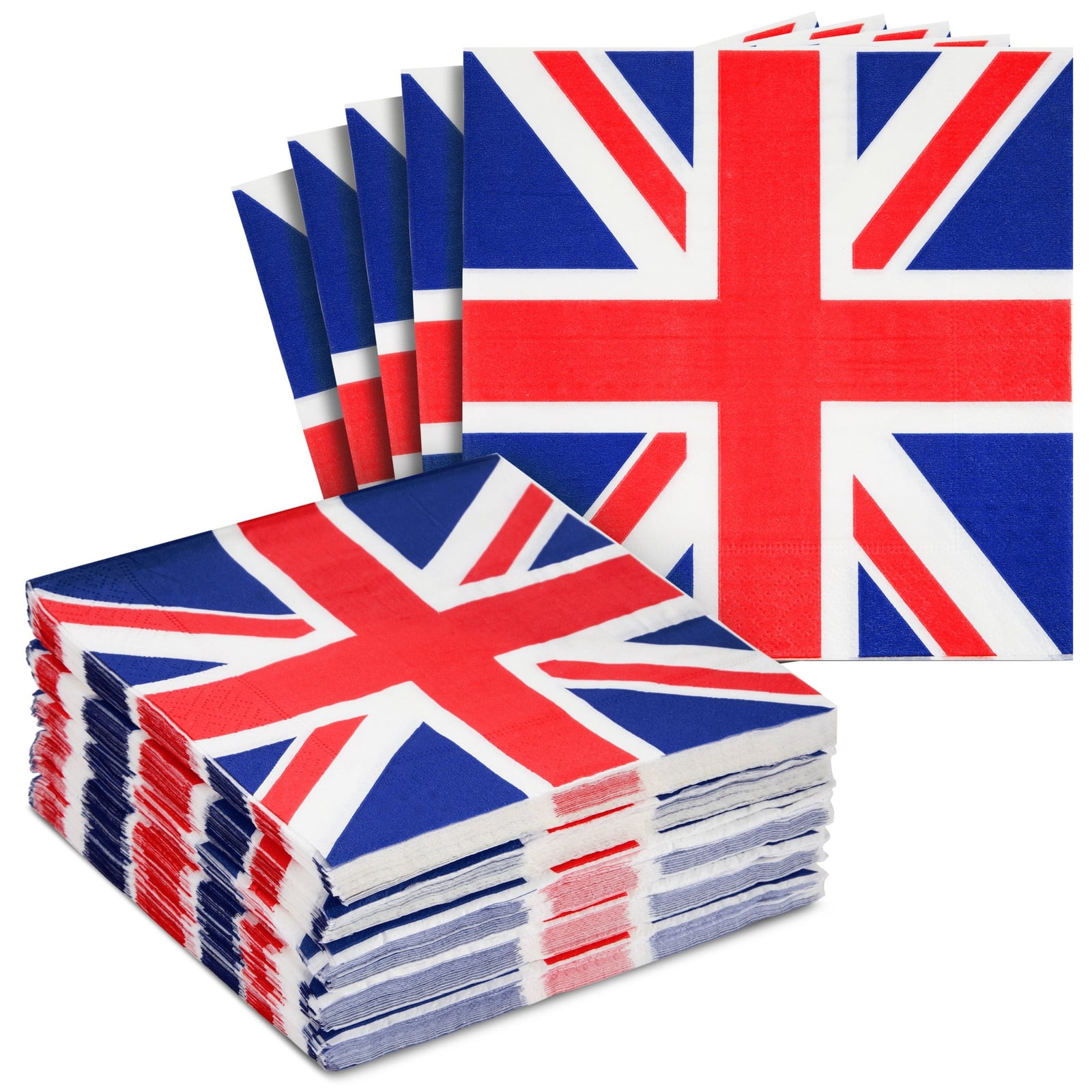 100Pack London Paper Napkins, Disposable Lunch Napkins with UK Flag