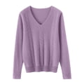 thumbnail image 4 of Atogsazn Women's Knitted Cotton Sweater Casual Loose Fit Long Sleeve Pullover Sweaters Fall Winter Tops Purple M Fashion, 4 of 6