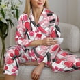thumbnail image 4 of Wukai Makeup Print Women's Pajama Set - Soft Long Sleeve Sleepwear for Comfort and Style-, 4 of 9