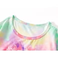 thumbnail image 2 of Beezizac Girls Pajamas Swirl Happy Face Colorful Tie Dye Short Sleeves & Pants Set Cozy Comfy 2-Piece Outfit Kid Size 16, 2 of 7
