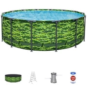 Bestway Steel Pro Max 14x48 Camo Pool Set | Durable Construction, Easy Assembly, and All-Inclusive Accessories - above ground pool set with filter pump, ladder, and pool cover - No Tools Required!