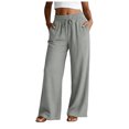 thumbnail image 2 of RFQWOVSR Women's High Waist Drawstring Wide Leg Linen Pants with Pockets Loose Fit Casual Summer Trousers XXL, 2 of 5