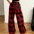 thumbnail image 4 of Yievot Plaid Wide Leg Pants for Women with Pockets Drawstring Elastic Waist Lounge Pants with Pockets, 4 of 4