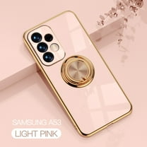 Case Compatible with Samsung Galaxy A53 5G, with Ring Holder Plating Kickstand Cover Slim Soft Flexible TPU Protective Shock-Absorbing Phone Cases for Women for Samsung Galaxy A53 5G - Light Pink