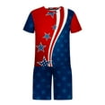 thumbnail image 4 of cllios Independence Day Outfits for Men 2 Piece Patriotic Red White and Blue Graphic Tees Trendy Crewneck Top and Vintage Drawstring Shorts Sets Track Suits, 4 of 5