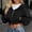 Black, variant on Gamivast Cropped Zip up Hoodie for Women Oversized Soft Long Sleeve Full Zip Sweatshirt with Drawstring Hood and Front Pockets Casual Streetwear Lounge Top for Fall and Travel Black S