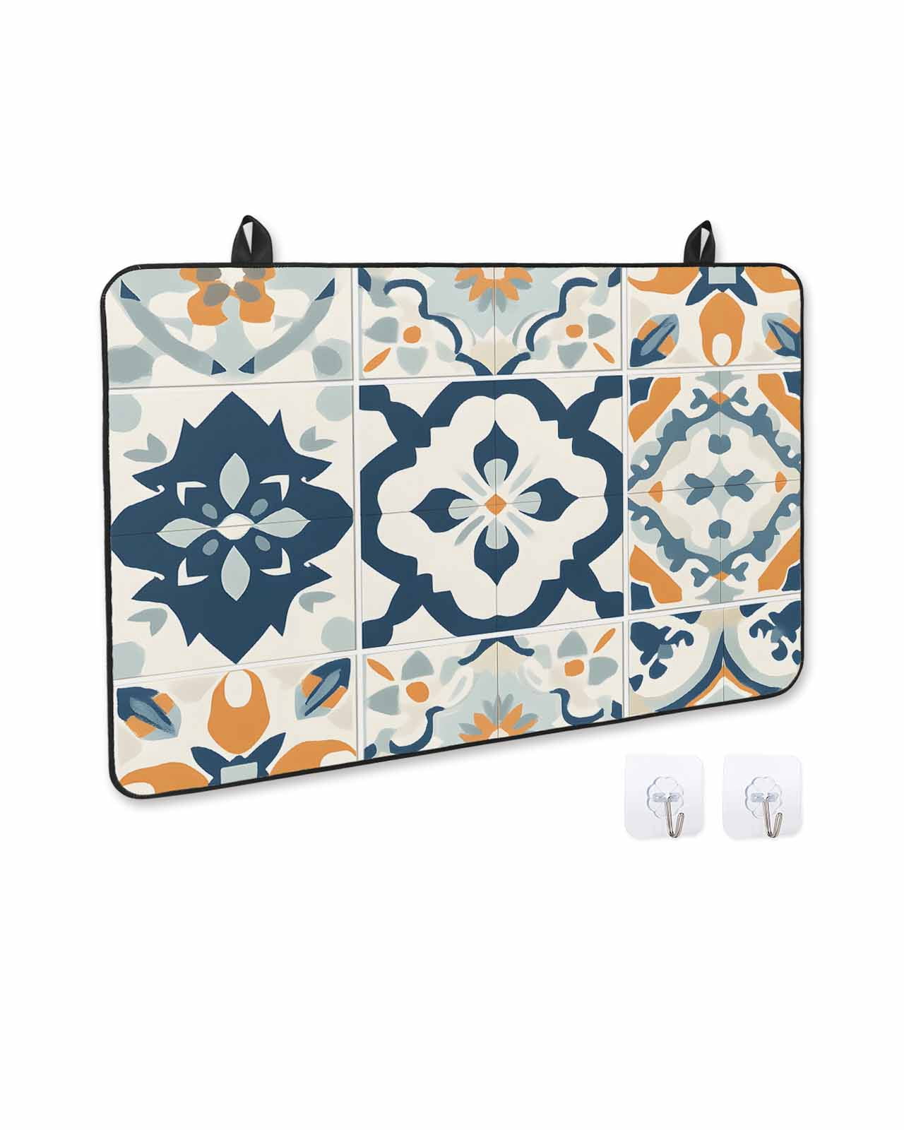 nqOlkjepod Large Induction Cooktop Protector Mat 24"x21", Ethnic Plaid Stove Top Covers for Electric Stove, Modern Rustic Abstract Geometric Art Stove Burner Cover Mats, Glass Top Stove Cover