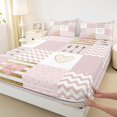 thumbnail image 3 of Feelyou Romantic Anniversary Twin Sheet Sets, Princess Pink Patchwork Twin Fitted Sheet, Kawaii Love Heart Flat Sheet, Lightweight Room Decor, 3 Pieces, 3 of 7
