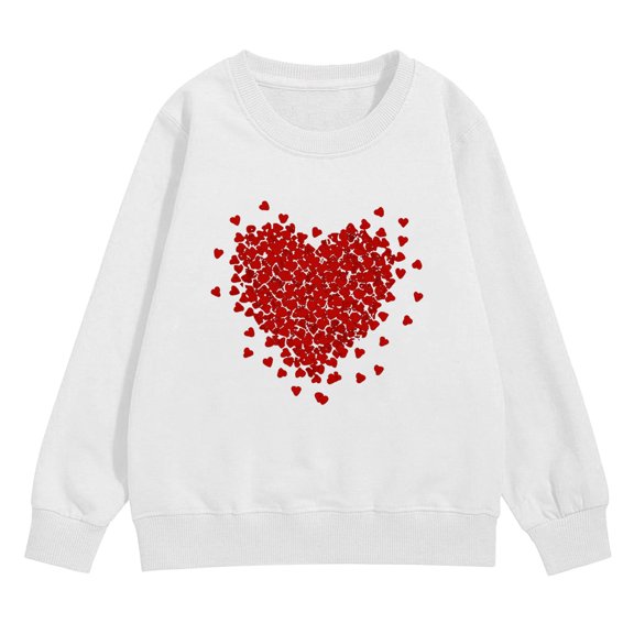 Ruyang Girls Long Sleeve Crew Neck Pullover Sweater Valentines Shirt Long Sleeve Love Heart Tops Graphic Clothes Festival Jacket