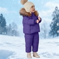 thumbnail image 4 of KAUOD Kids Puffer Snowsuits 2 Piece Front Pockets Ski Jackets Bib Pants Set Toddler Faux-F𝐮r Hood down Coats Snowpants Outfits, 4 of 8