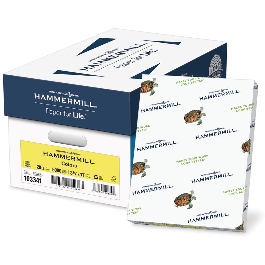 Hammermill 8.5" x 11" Colored Copy Paper 20 lbs. Canary 500 Sheets/Ream 10/Reams (103341CT)